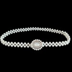 Centura din perle pe elastic Alba BLT026TT - HandMade